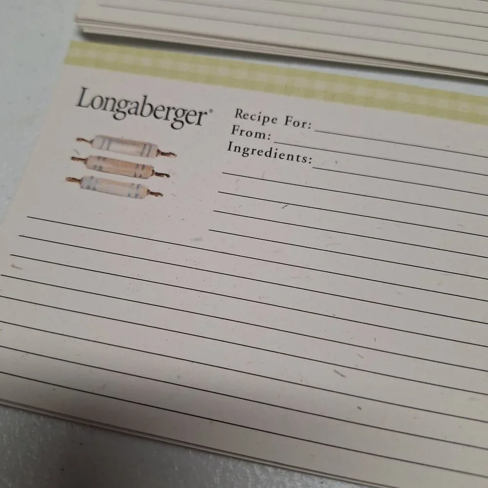Longaberger Recipe Cards Set 20‎ Pieces Basket Rolling Pin Knives Casserole Dish